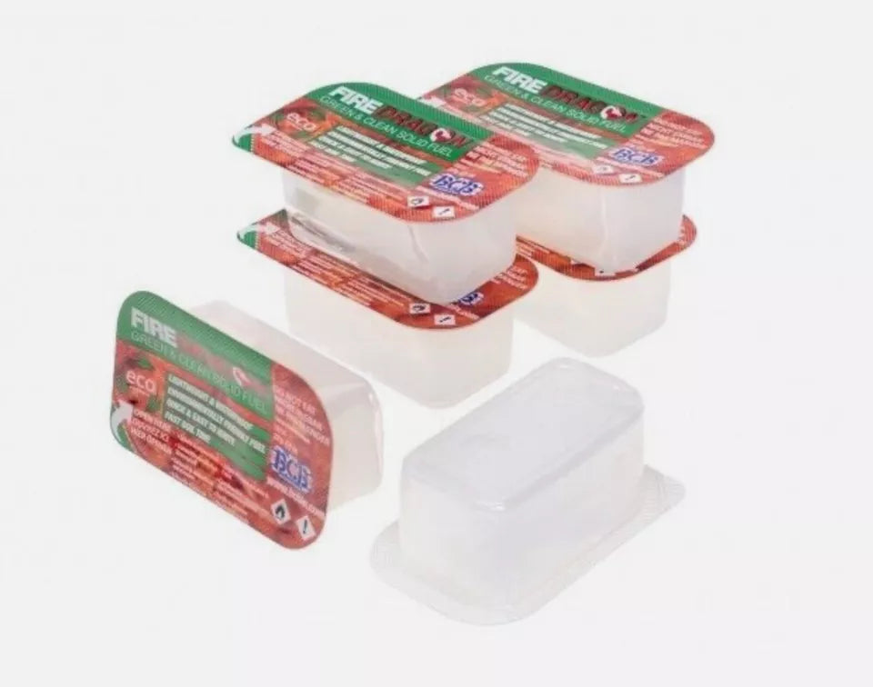Wholesale 48 Packs (288 Individual Blocks) Of BCB Fire Dragon Eco Friendly, Non Toxic, Clean & Green Camping, Bushcraft, Military, Cadets, Hiking MRE Ration Cooking, Stove/Cooker Solid Gel Fuel, Firelighter.